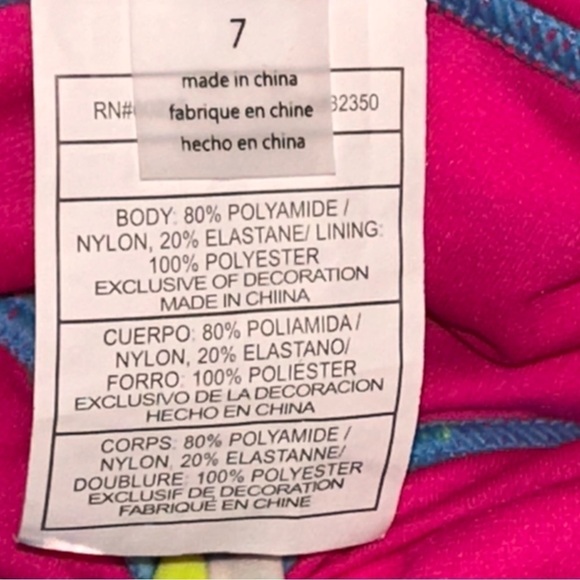 Roxy Girl Size 7 Little Girl Striped Ruffed Beads Colorful Swimsuit NEW NWT - Picture 7 of 9